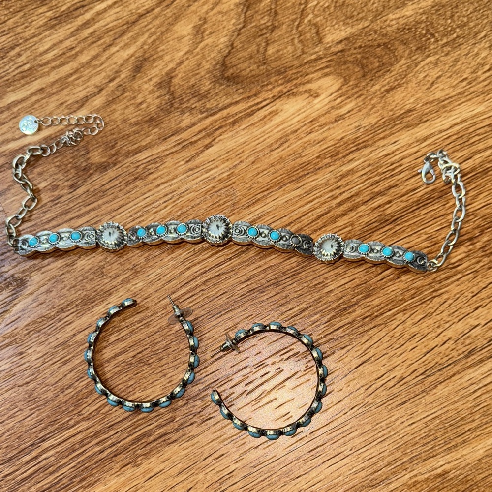 Silver and Turquoise Fashion BoHo Jewelry Set